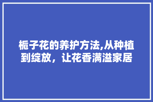 栀子花的养护方法,从种植到绽放，让花香满溢家居