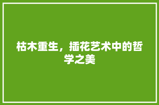 枯木重生，插花艺术中的哲学之美