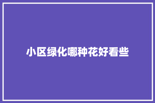 小区绿化哪种花好看些