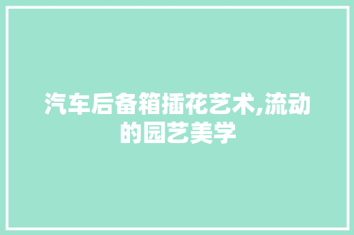 汽车后备箱插花艺术,流动的园艺美学