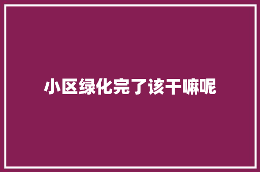 小区绿化完了该干嘛呢