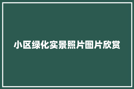 小区绿化实景照片图片欣赏