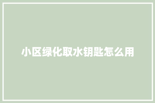 小区绿化取水钥匙怎么用