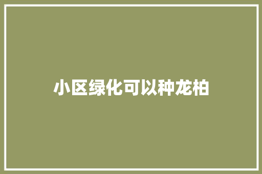 小区绿化可以种龙柏