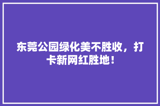 东莞公园绿化美不胜收，打卡新网红胜地！ 育苗设备