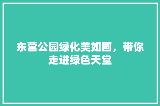 东营公园绿化美如画，带你走进绿色天堂 育苗设备