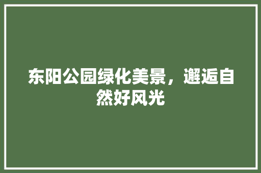 东阳公园绿化美景，邂逅自然好风光 花卉育苗