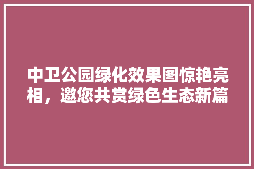 中卫公园绿化效果图惊艳亮相，邀您共赏绿色生态新篇章！