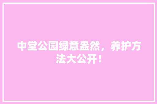 中堂公园绿意盎然，养护方法大公开！ 水果育苗