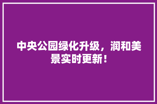 中央公园绿化升级，润和美景实时更新！