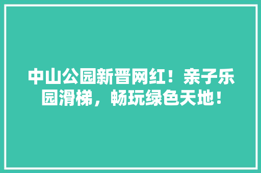 中山公园新晋网红！亲子乐园滑梯，畅玩绿色天地！ 无土育苗