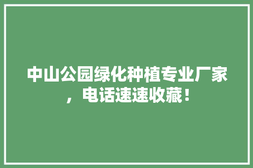 中山公园绿化种植专业厂家，电话速速收藏！