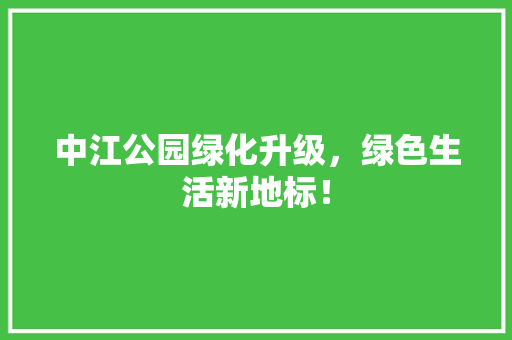 中江公园绿化升级，绿色生活新地标！ 无土育苗