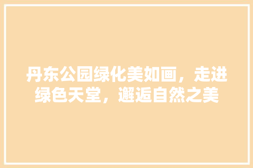 丹东公园绿化美如画，走进绿色天堂，邂逅自然之美
