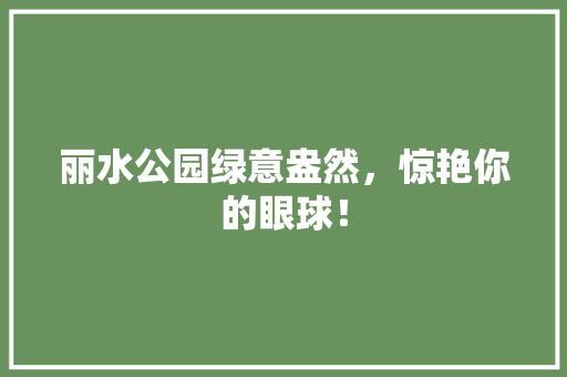 丽水公园绿意盎然，惊艳你的眼球！