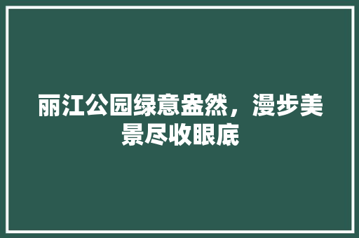 丽江公园绿意盎然，漫步美景尽收眼底 林木育苗