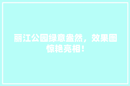 丽江公园绿意盎然，效果图惊艳亮相！