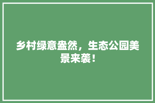 乡村绿意盎然，生态公园美景来袭！