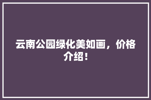 云南公园绿化美如画，价格介绍！