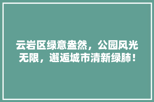 云岩区绿意盎然，公园风光无限，邂逅城市清新绿肺！ 蔬菜育苗
