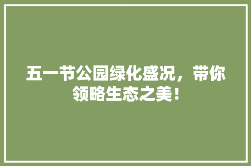五一节公园绿化盛况，带你领略生态之美！