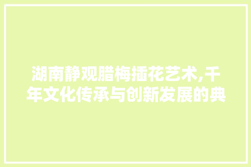 湖南静观腊梅插花艺术,千年文化传承与创新发展的典范
