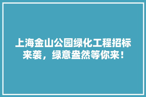 上海金山公园绿化工程招标来袭，绿意盎然等你来！