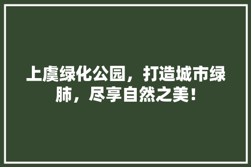 上虞绿化公园，打造城市绿肺，尽享自然之美！