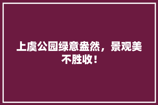 上虞公园绿意盎然，景观美不胜收！