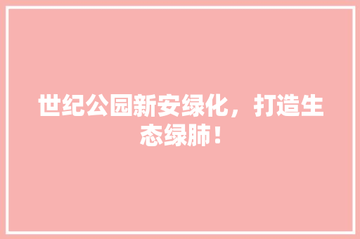 世纪公园新安绿化，打造生态绿肺！