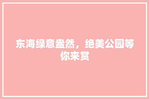 东海绿意盎然，绝美公园等你来赏
