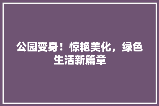 公园变身！惊艳美化，绿色生活新篇章