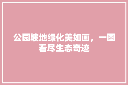 公园坡地绿化美如画，一图看尽生态奇迹 育苗设备