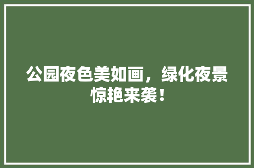 公园夜色美如画，绿化夜景惊艳来袭！