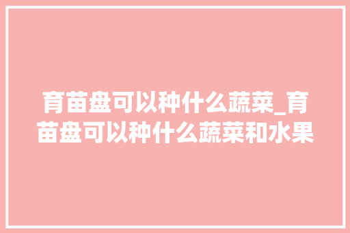 育苗盘可以种什么蔬菜_育苗盘可以种什么蔬菜和水果