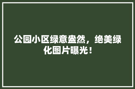 公园小区绿意盎然，绝美绿化图片曝光！