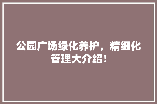 公园广场绿化养护，精细化管理大介绍！