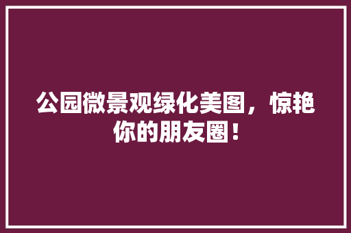 公园微景观绿化美图，惊艳你的朋友圈！