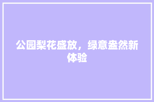公园梨花盛放，绿意盎然新体验 无土育苗
