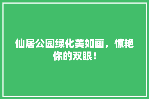 仙居公园绿化美如画，惊艳你的双眼！