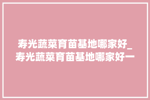 寿光蔬菜育苗基地哪家好_寿光蔬菜育苗基地哪家好一点