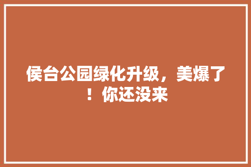 侯台公园绿化升级，美爆了！你还没来 温室育苗