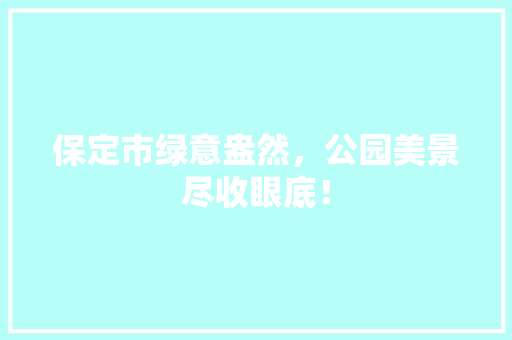 保定市绿意盎然，公园美景尽收眼底！