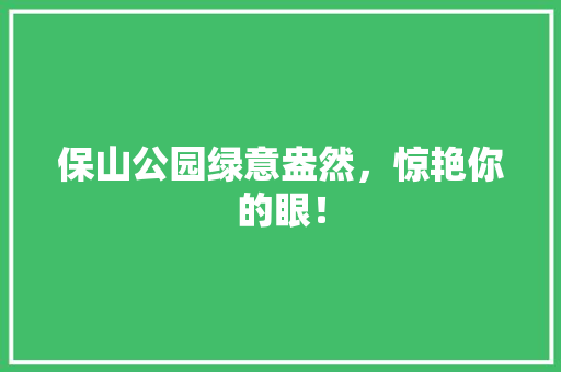 保山公园绿意盎然，惊艳你的眼！