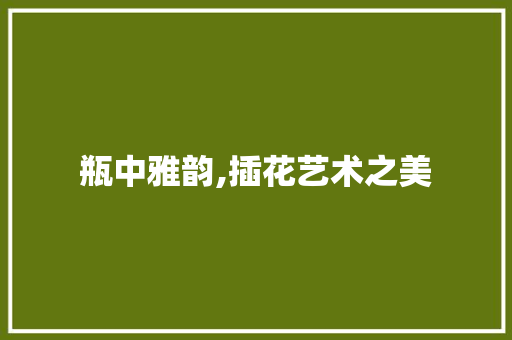 瓶中雅韵,插花艺术之美 花卉育苗