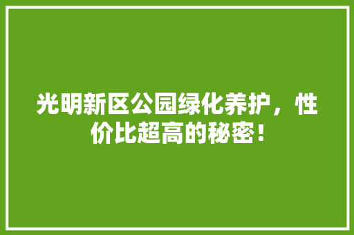 光明新区公园绿化养护，性价比超高的秘密！