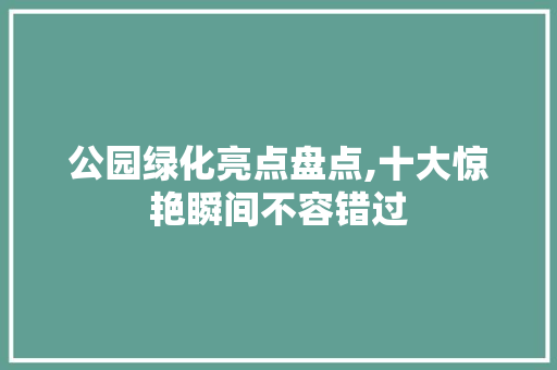 公园绿化亮点盘点,十大惊艳瞬间不容错过