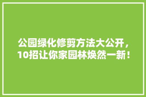 公园绿化修剪方法大公开，10招让你家园林焕然一新！