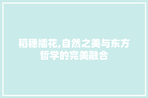 稻穗插花,自然之美与东方哲学的完美融合 花卉育苗