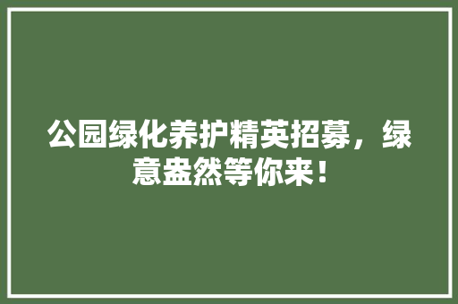 公园绿化养护精英招募，绿意盎然等你来！